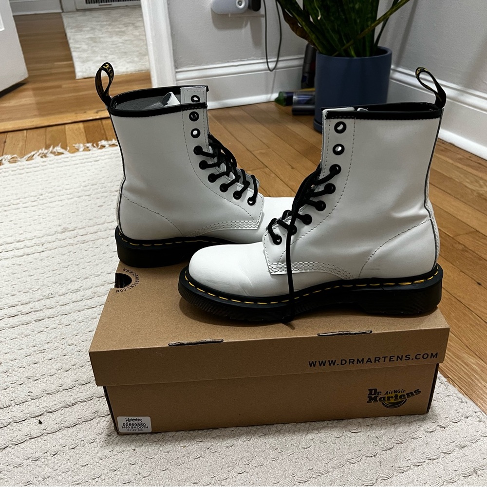 Dr. Martens White Leather Boots
